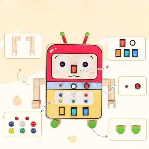 Tableau Montessori - BusyBoardCircuit™ - Robot - L'Éveil des tout - petits